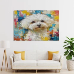 Maltese Chien Peinture sur toile sans cadre, impressions posters art mural pour déco maison chambre bureau