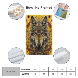 Loup Peinture sur toile sans cadre, impressions posters art mural pour déco maison chambre bureau