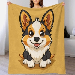 Corgi Coperta in Pile Stampata 3D Morbida e Confortevole per Divano Letto Ufficio