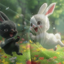 Lapin Housse de Couette Imprimée 3D Douce 3 Pièces Literie Garçons Filles