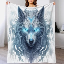 Wolf 3D Gedruckte Fleece-Decke Weiche Gemütliche Decke für Sofa Bett Büro