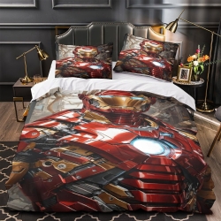 Avengers Iron Man Housse de Couette Imprimée 3D Douce 3 Pièces Literie Garçons Filles