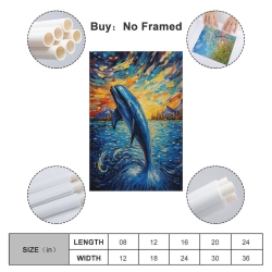 Dauphin Peinture sur toile sans cadre, impressions posters art mural pour déco maison chambre bureau