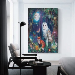 Búho Pintura en lienzo sin marco, impresiones de pósters arte pared para decoración hogar dormitorio oficina