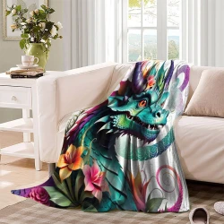 occidental Dragon Mythical Animals Plaid en Polaire Imprimé 3D Couverture Douce Confortable pour Canapé Lit Bureau