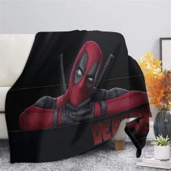 Marvel Deadpool Plaid en Polaire Imprimé 3D Couverture Douce Confortable pour Canapé Lit Bureau