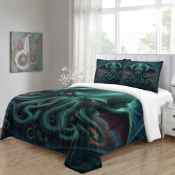 Mythe de l'horreur Cthulhu Housse de Couette Imprimée 3D Douce 3 Pièces Literie Garçons Filles
