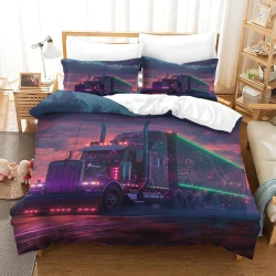 Gros camion Housse de Couette Imprimée 3D Douce 3 Pièces Literie Garçons Filles
