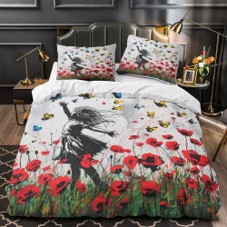 Papillon Housse de Couette Imprimée 3D Douce 3 Pièces Literie Garçons Filles