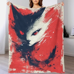 Chat Plaid en Polaire Imprimé 3D Couverture Douce Confortable pour Canapé Lit Bureau