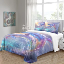 Dauphin Housse de Couette Imprimée 3D Douce 3 Pièces Literie Garçons Filles