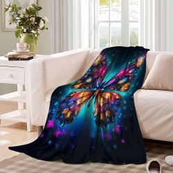 Papillon Plaid en Polaire Imprimé 3D Couverture Douce Confortable pour Canapé Lit Bureau