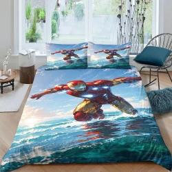 Avengers Iron Man Copripiumino Stampato 3D Morbido 3 Pezzi Biancheria da Letto per Ragazzi Ragazze