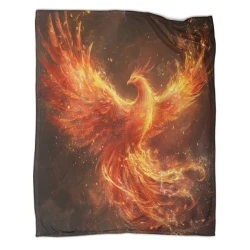 Phénix Plaid en Polaire Imprimé 3D Couverture Douce Confortable pour Canapé Lit Bureau
