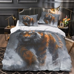 Tigre Housse de Couette Imprimée 3D Douce 3 Pièces Literie Garçons Filles