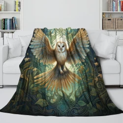 Hibou Plaid en Polaire Imprimé 3D Couverture Douce Confortable pour Canapé Lit Bureau