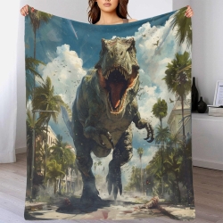 Dinosaure Plaid en Polaire Imprimé 3D Couverture Douce Confortable pour Canapé Lit Bureau