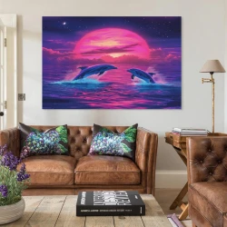 Dauphin Peinture sur toile sans cadre, impressions posters art mural pour déco maison chambre bureau