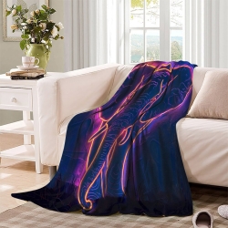 Éléphant Plaid en Polaire Imprimé 3D Couverture Douce Confortable pour Canapé Lit Bureau