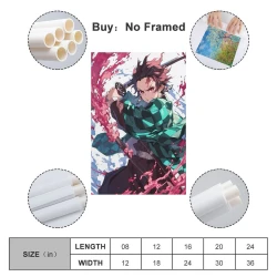Tueur de démons: Demon Slayer Peinture sur toile sans cadre, impressions posters art mural pour déco maison chambre bureau