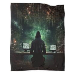 Hacker Manta de Forro Polar Impresa en 3D Suave y Acogedora para Sofá Cama Oficina