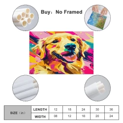 Golden Retriever Peinture sur toile sans cadre, impressions posters art mural pour déco maison chambre bureau