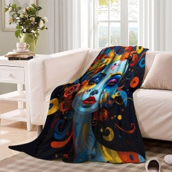 Art abstrait Femmes Plaid en Polaire Imprimé 3D Couverture Douce Confortable pour Canapé Lit Bureau