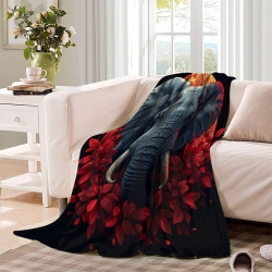 Éléphant Plaid en Polaire Imprimé 3D Couverture Douce Confortable pour Canapé Lit Bureau