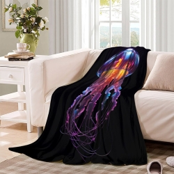 Méduse Plaid en Polaire Imprimé 3D Couverture Douce Confortable pour Canapé Lit Bureau