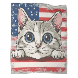 American Shorthair Chat Plaid en Polaire Imprimé 3D Couverture Douce Confortable pour Canapé Lit Bureau