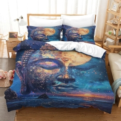 Bouddha Housse de Couette Imprimée 3D Douce 3 Pièces Literie Garçons Filles