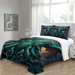 Mythe de l'horreur Cthulhu Housse de Couette Imprimée 3D Douce 3 Pièces Literie Garçons Filles