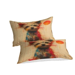 Yorkshire Terrier Housse de Couette Imprimée 3D Douce 3 Pièces Literie Garçons Filles