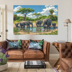 Éléphant Peinture sur toile sans cadre, impressions posters art mural pour déco maison chambre bureau