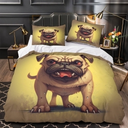 Bouledogue français Housse de Couette Imprimée 3D Douce 3 Pièces Literie Garçons Filles