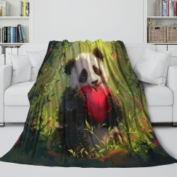 Giant Panda Plaid en Polaire Imprimé 3D Couverture Douce Confortable pour Canapé Lit Bureau