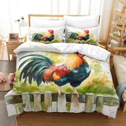 Coq Housse de Couette Imprimée 3D Douce 3 Pièces Literie Garçons Filles