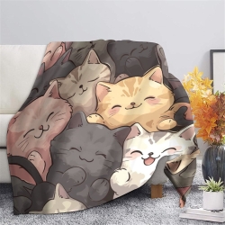 Chat Plaid en Polaire Imprimé 3D Couverture Douce Confortable pour Canapé Lit Bureau