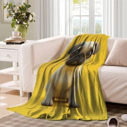 Chien mignon Plaid en Polaire Imprimé 3D Couverture Douce Confortable pour Canapé Lit Bureau