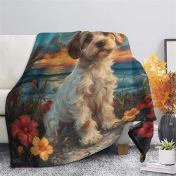Havana Chien Plaid en Polaire Imprimé 3D Couverture Douce Confortable pour Canapé Lit Bureau