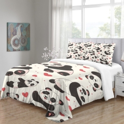 Panda Housse de Couette Imprimée 3D Douce 3 Pièces Literie Garçons Filles