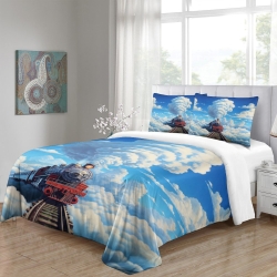Train à vapeur Housse de Couette Imprimée 3D Douce 3 Pièces Literie Garçons Filles