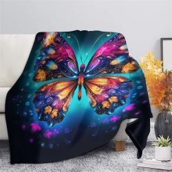 Papillon Plaid en Polaire Imprimé 3D Couverture Douce Confortable pour Canapé Lit Bureau