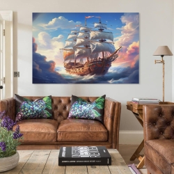 Voilier Peinture sur toile sans cadre, impressions posters art mural pour déco maison chambre bureau