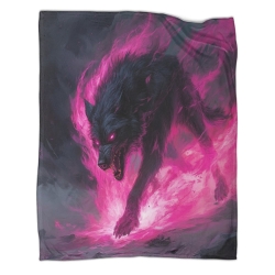 Loup Plaid en Polaire Imprimé 3D Couverture Douce Confortable pour Canapé Lit Bureau