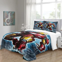 Avengers Iron Man Copripiumino Stampato 3D Morbido 3 Pezzi Biancheria da Letto per Ragazzi Ragazze
