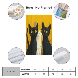 Cute Chat Peinture sur toile sans cadre, impressions posters art mural pour déco maison chambre bureau
