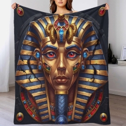 Pharaon égyptien Plaid en Polaire Imprimé 3D Couverture Douce Confortable pour Canapé Lit Bureau