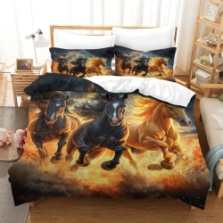 Cheval Housse de Couette Imprimée 3D Douce 3 Pièces Literie Garçons Filles