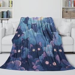 Chat Plaid en Polaire Imprimé 3D Couverture Douce Confortable pour Canapé Lit Bureau
